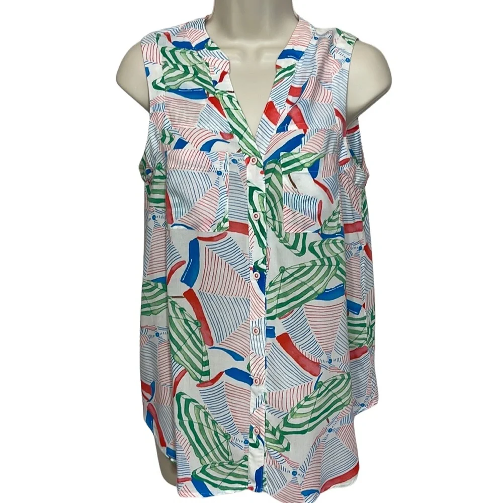 Maeve Sunseeker Sleeveless Tank in Umbrella Print - Picture 3 of 6